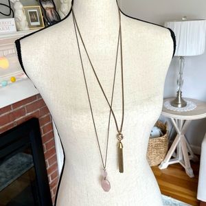 J. Crew Gold and Pink Layered Necklaces
